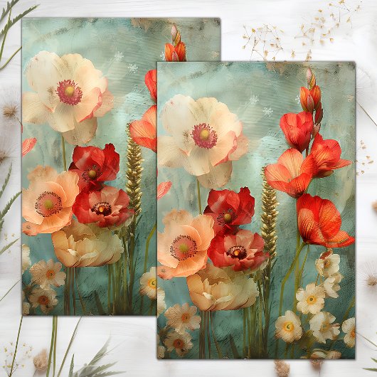 GRUNGE VERSELEEN BLOEMEN DECOUPAGE TISSUEPAPIER