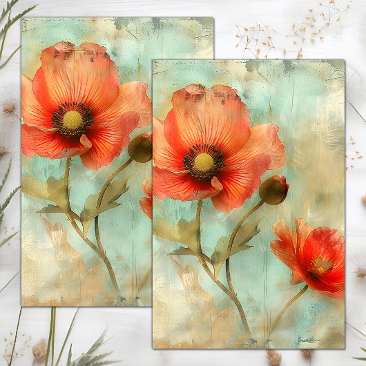 GRUNGE VERSELEEN FLORAL DECOUPAGE TISSUEPAPIER