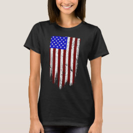 Grunge Verticale Amerikaanse Vlag T-shirt