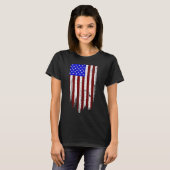 Grunge Verticale Amerikaanse Vlag T-shirt (Voorkant volledig)