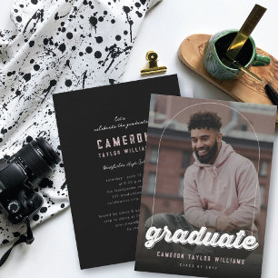 Grunge Vet Schrift Eenvoudige Foto Afstudeerfeest Kaart