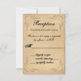 Grunge vintage bruine papier RSVP ontvangstkaart Kaart