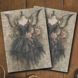 Grunge Vintage Fairy Black Ballet Art Decoupage Tissuepapier
