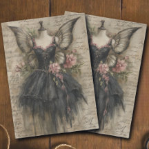 Grunge Vintage Fee Zwart Ballet Kunst Decoupage