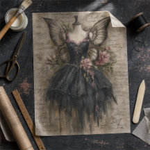 Grunge Vintage Fee Zwart Ballet Kunst Decoupage