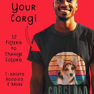 Grunge Vintage Vervuild Huisdier Foto Corgi Vader  T-shirt