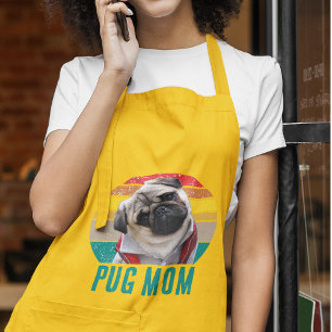 Grunge Vintage Vervuild Pug Foto Hond Moeder Lang Schort