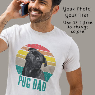 Grunge Vintage Vervuild Pug Foto Hond Papa T-shirt