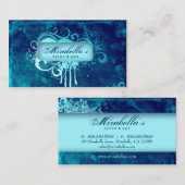 Grunge Visitekaartje Flower Salon Spa Blue Denim (Voorkant / Achterkant)