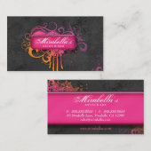 Grunge Visitekaartje Flower Salon Spa Gray Pink (Voorkant / Achterkant)