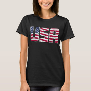 Grunge Vlag Patroon USA Typografie T-shirt