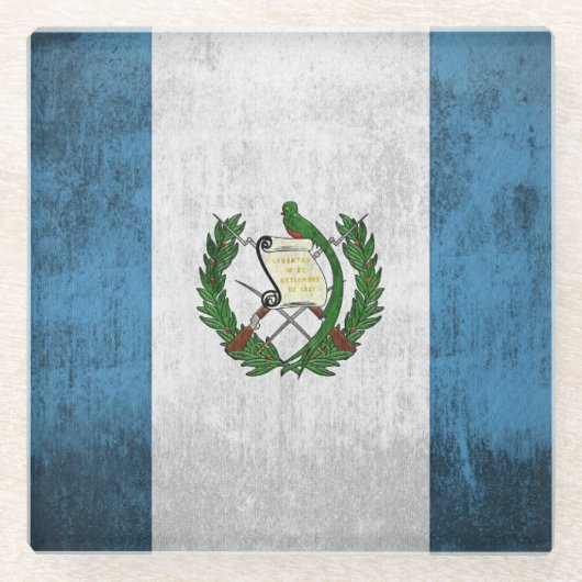 Grunge vlag van Guatemala Glazen Onderzetter (Voorkant)