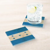 Grunge vlag van Honduras Glazen Onderzetter (Schuin)