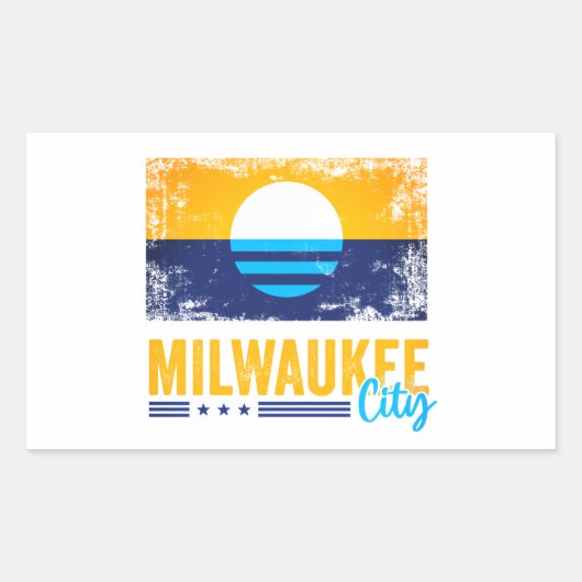 Grunge Vlag van Milwaukee City Rechthoekige Sticker (Voorkant)