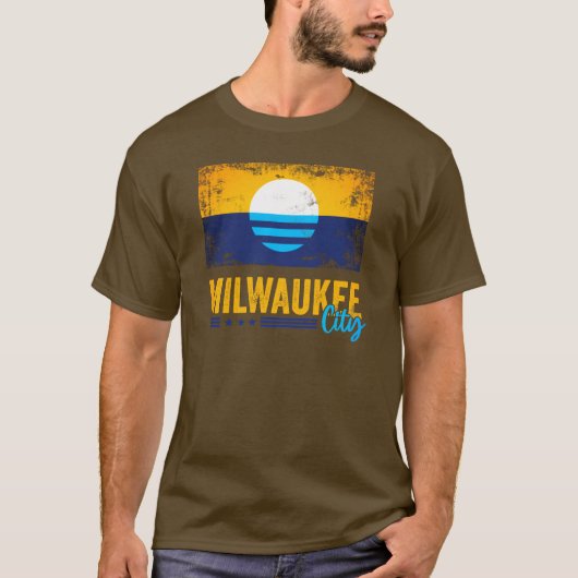  Grunge Vlag van Milwaukee City T-shirt (Voorkant)