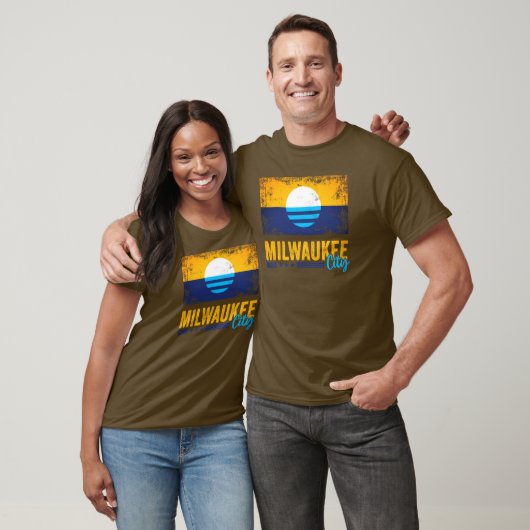  Grunge Vlag van Milwaukee City T-shirt (Unisex)