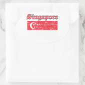 Grunge Vlag van Singapore Ovale Sticker (Tas)