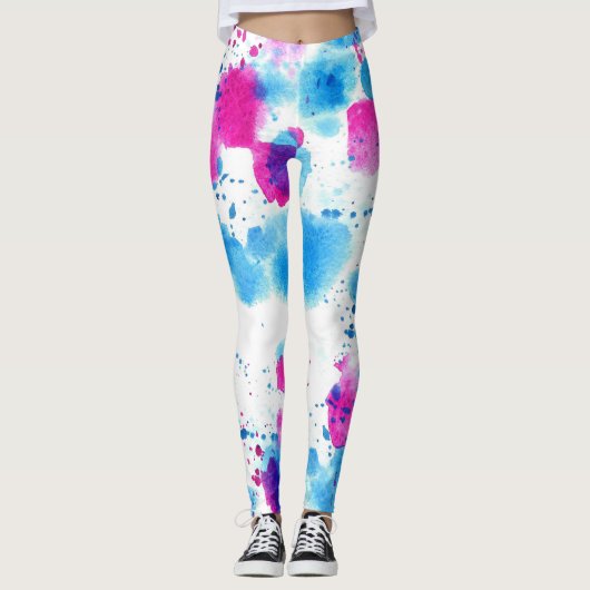 Grunge Vlekken Waterverf Textuur Leggings (Voorkant)