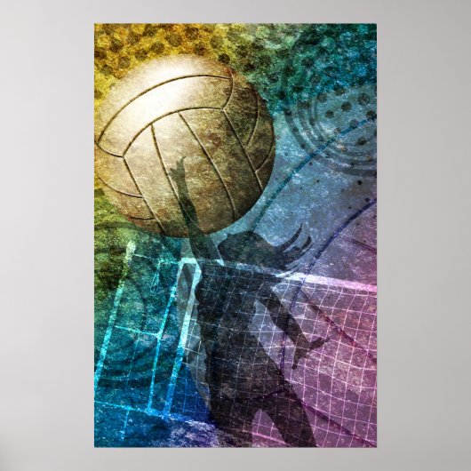 Grunge Volleyball Poster (Voorkant)