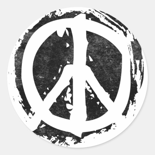 Grunge Vredessymbool Ronde Sticker (Voorkant)