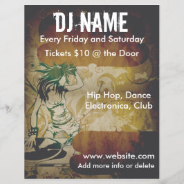 Grunge Vrouw DJ Flyer