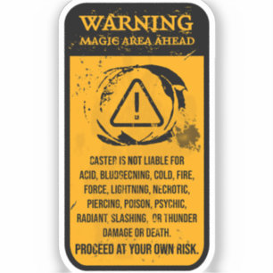 Grunge Waarschuwing: Magic Area Ahead Aansprakelij Sticker
