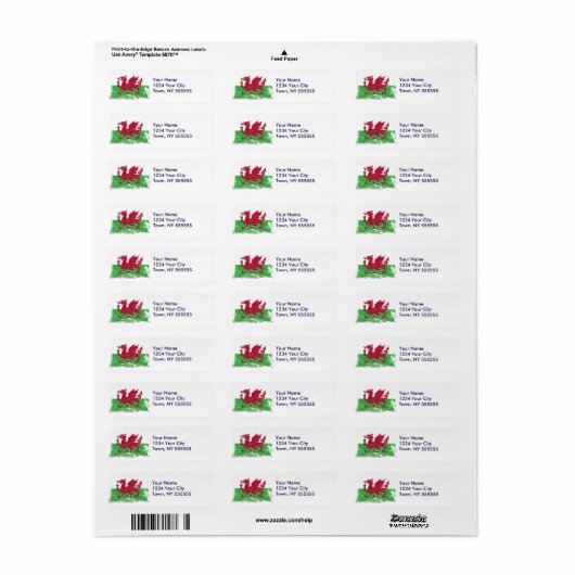Grunge Wales Flag Etiket (Full Sheet)