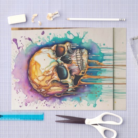 Grunge Waterverf Graffiti Schedel Decoupage Tissuepapier (Craft)