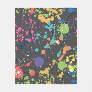 Grunge Waterverf: kleurrijk vlekkenpatroon. Fleece Deken