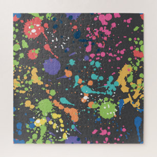 Grunge Waterverf: kleurrijk vlekkenpatroon. Legpuzzel