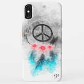 *~* Grunge Waterverf Peace Sign Feathers Flowers Case-Mate iPhone Case (Achterkant)