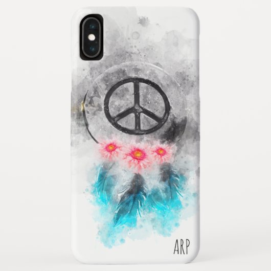 *~* Grunge Waterverf Peace Sign Feathers Flowers Case-Mate iPhone Case (Achterkant)