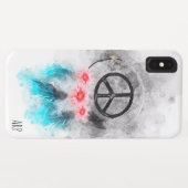 *~* Grunge Waterverf Peace Sign Feathers Flowers Case-Mate iPhone Case (Achterkant (horizontaal))