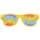 Grunge Waves Pattern - chakra-regenboogkleuren Retro Zonnebril (Voorkant)