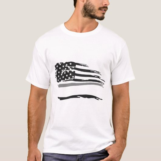 Grunge Wavy Officers Grey Line Flag T-shirt (Voorkant)