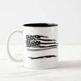Grunge Wavy Officers Grey Line Flag Tweekleurige Koffiemok