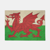 Grunge Welsh Dragon vlaggenafbeelding Deurmat (Voorkant)