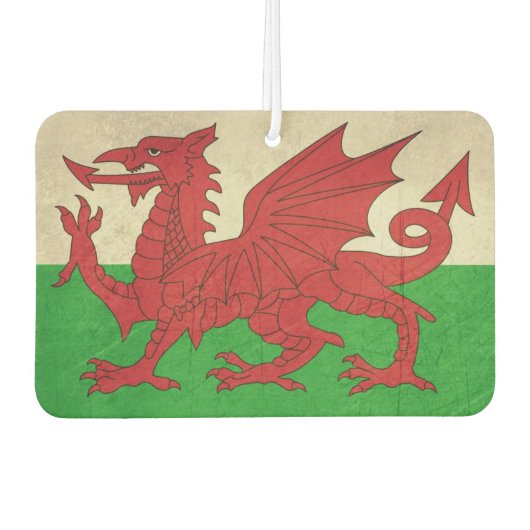 Grunge Welsh Dragon vlaggenafbeelding Luchtverfrisser (Voorkant)
