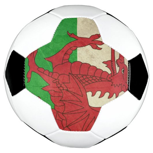 Grunge Welsh Dragon vlaggenafbeelding Voetbal (Gedraaid)