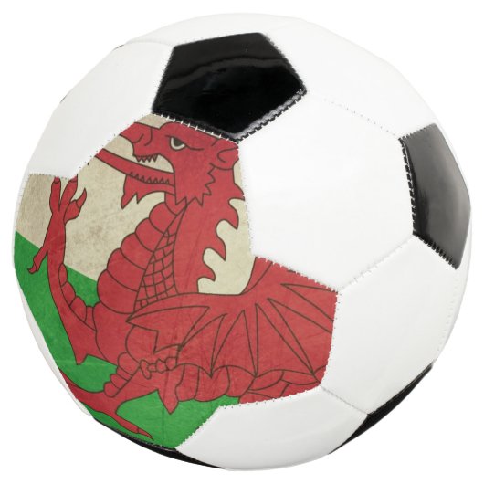 Grunge Welsh Dragon vlaggenafbeelding Voetbal (Drie kwart)