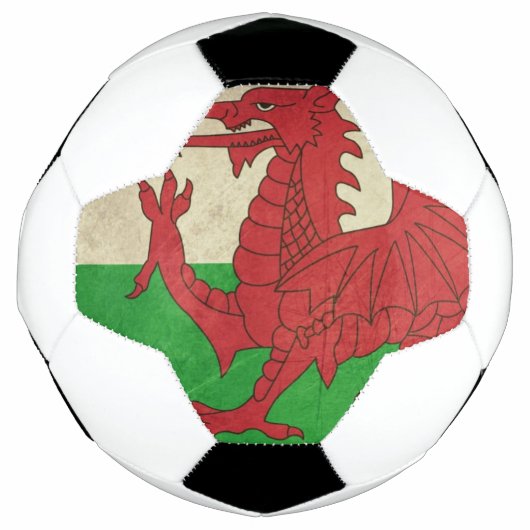 Grunge Welsh Dragon vlaggenafbeelding Voetbal (Voorkant)
