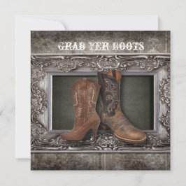 Grunge western country cowboy bruiloft aankondiging