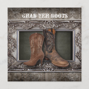 Grunge western land cowboy bruiloft aankondiging