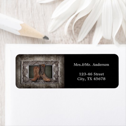 Grunge western land cowboy bruiloft etiket (Insitu)