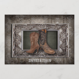 Grunge western land cowboy bruiloft kaart