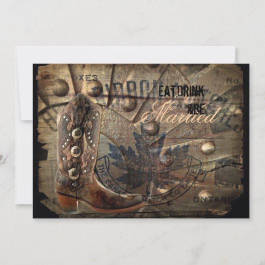 grunge westerne cowboy bruiloft Rehearsal Dinner Kaart (Achterkant)