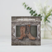 Grunge westerse country cowboy bruiloft aankondiging (Staand voorkant)