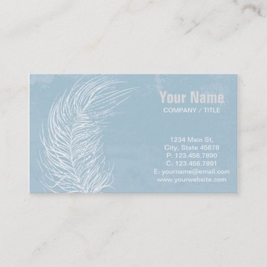 Grunge White Feather Visitekaartje (Voorkant)