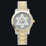 Grunge White Star van David Horloge<br><div class="desc">De witte ster van David. Een geweldig ontwerp voor elk Israëlisch of Joods geschenk. De ster van David is een oud joods symbool dat op de vlag van het land Israël staat. De ster van David heet 'Magen David' in het Hebreeuws, wat 'The Shield of David' betekent. Dit ontwerp zou...</div>