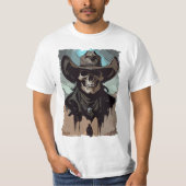 Grunge Wild West Cowboy Skull Sheriff Illustratie T-shirt (Voorkant)